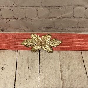 Vintage Gold Leaf Elastic Coral Belt